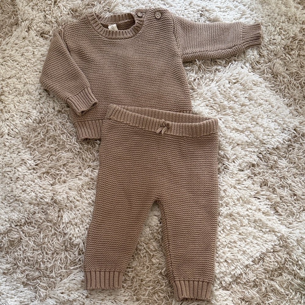 Cozy Knit Kids Matching Set in Brown